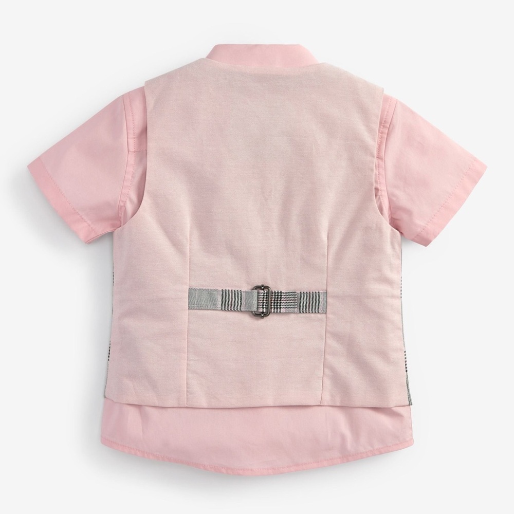 Grey Check Waistcoat and Pink Shirt Set Toddler 1.5T-2 T - Picture 9 of 13